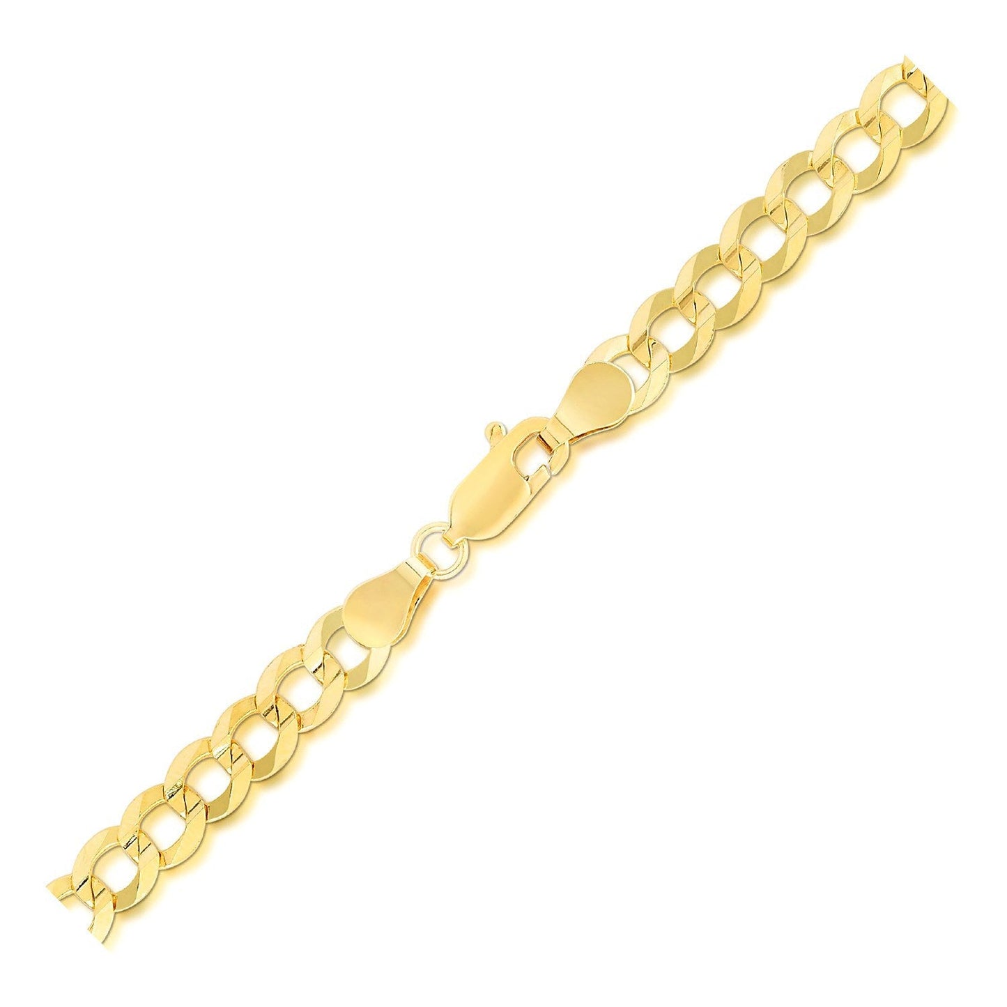 Pulsera sólida de oro amarillo de 14k y 5,7 mm con eslabones tipo barbada