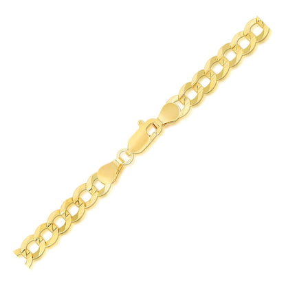 Pulsera sólida de oro amarillo de 14k y 5,7 mm con eslabones tipo barbada