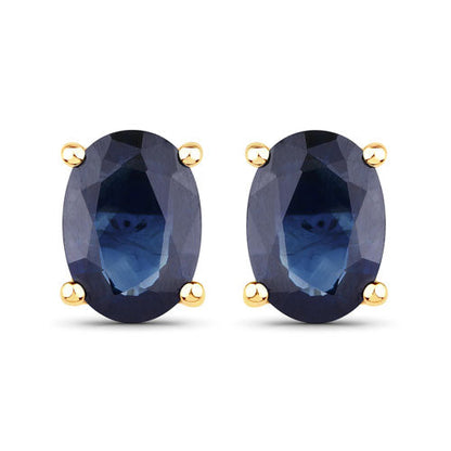 Pendientes de oro amarillo de 10K con zafiro azul auténtico de 1,90 quilates