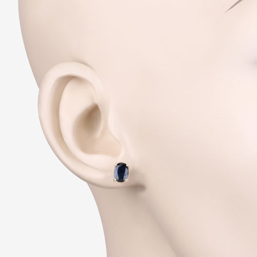 Pendientes de oro amarillo de 10K con zafiro azul auténtico de 1,90 quilates