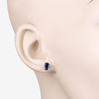 Pendientes de oro amarillo de 10K con zafiro azul auténtico de 1,90 quilates