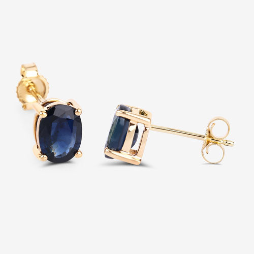 Pendientes de oro amarillo de 10K con zafiro azul auténtico de 1,90 quilates