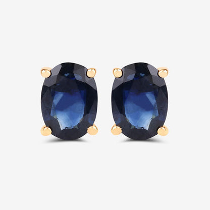 Pendientes de oro amarillo de 10K con zafiro azul auténtico de 1,90 quilates