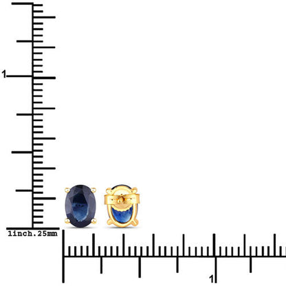 Pendientes de oro amarillo de 10K con zafiro azul auténtico de 1,90 quilates