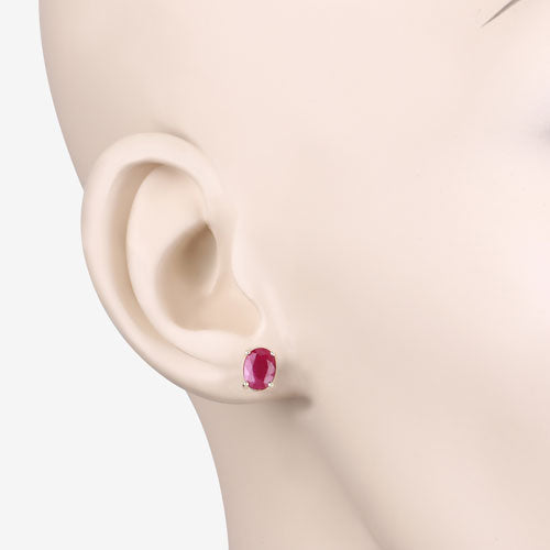 Pendientes de oro amarillo de 10K con rubí genuino de 1,70 quilates