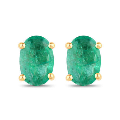 Pendientes de oro amarillo de 10 quilates con esmeralda zambiana auténtica de 0,88 quilates