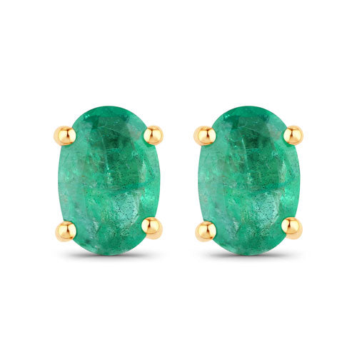 Pendientes de oro amarillo de 10 quilates con esmeralda zambiana auténtica de 0,88 quilates