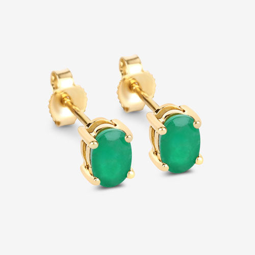 Pendientes de oro amarillo de 10 quilates con esmeralda zambiana auténtica de 0,88 quilates