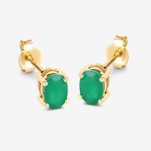 Pendientes de oro amarillo de 10 quilates con esmeralda zambiana auténtica de 0,88 quilates