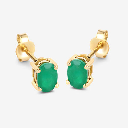 Pendientes de oro amarillo de 10 quilates con esmeralda zambiana auténtica de 0,88 quilates