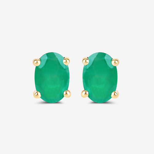 Pendientes de oro amarillo de 10 quilates con esmeralda zambiana auténtica de 0,88 quilates