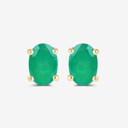 Pendientes de oro amarillo de 10 quilates con esmeralda zambiana auténtica de 0,88 quilates