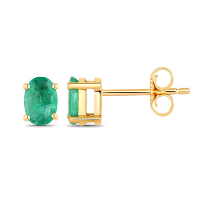 Pendientes de oro amarillo de 10 quilates con esmeralda zambiana auténtica de 0,88 quilates