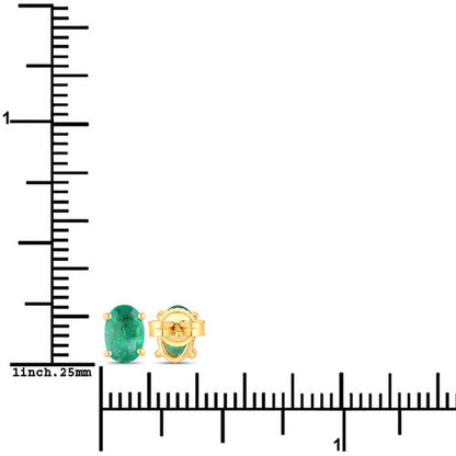 Pendientes de oro amarillo de 10 quilates con esmeralda zambiana auténtica de 0,88 quilates