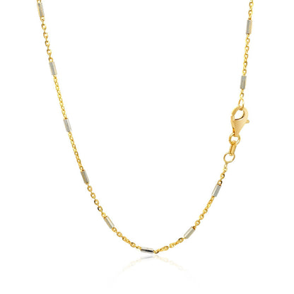 Cadena con eslabones de barra en oro bicolor de 14k (1.4mm)