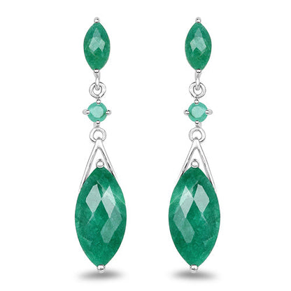 Pendientes de Plata de Ley .925 con Esmeralda Teñida de 8,52 Quilates y Esmeralda