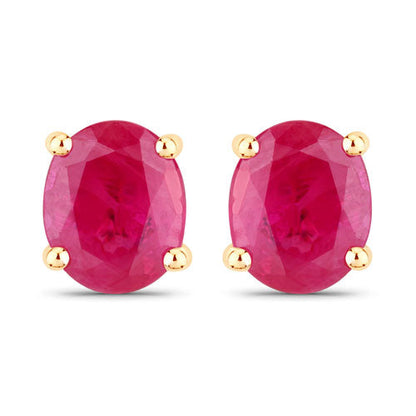 Pendientes de oro amarillo de 14 quilates con rubí auténtico de 0,60 quilates