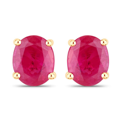 Pendientes de oro amarillo de 14 quilates con rubí auténtico de 0,60 quilates