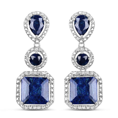 Aretes de plata esterlina .925 con zafiro teñido de 11.62 quilates