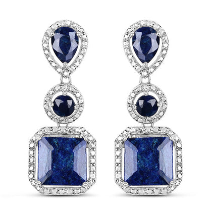 Aretes de plata esterlina .925 con zafiro teñido de 11.62 quilates