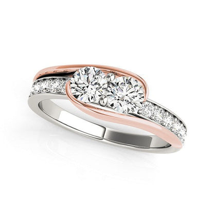 Anillo de diamantes de dos piedras en oro blanco y rosa de 14k (3/4 TCW)