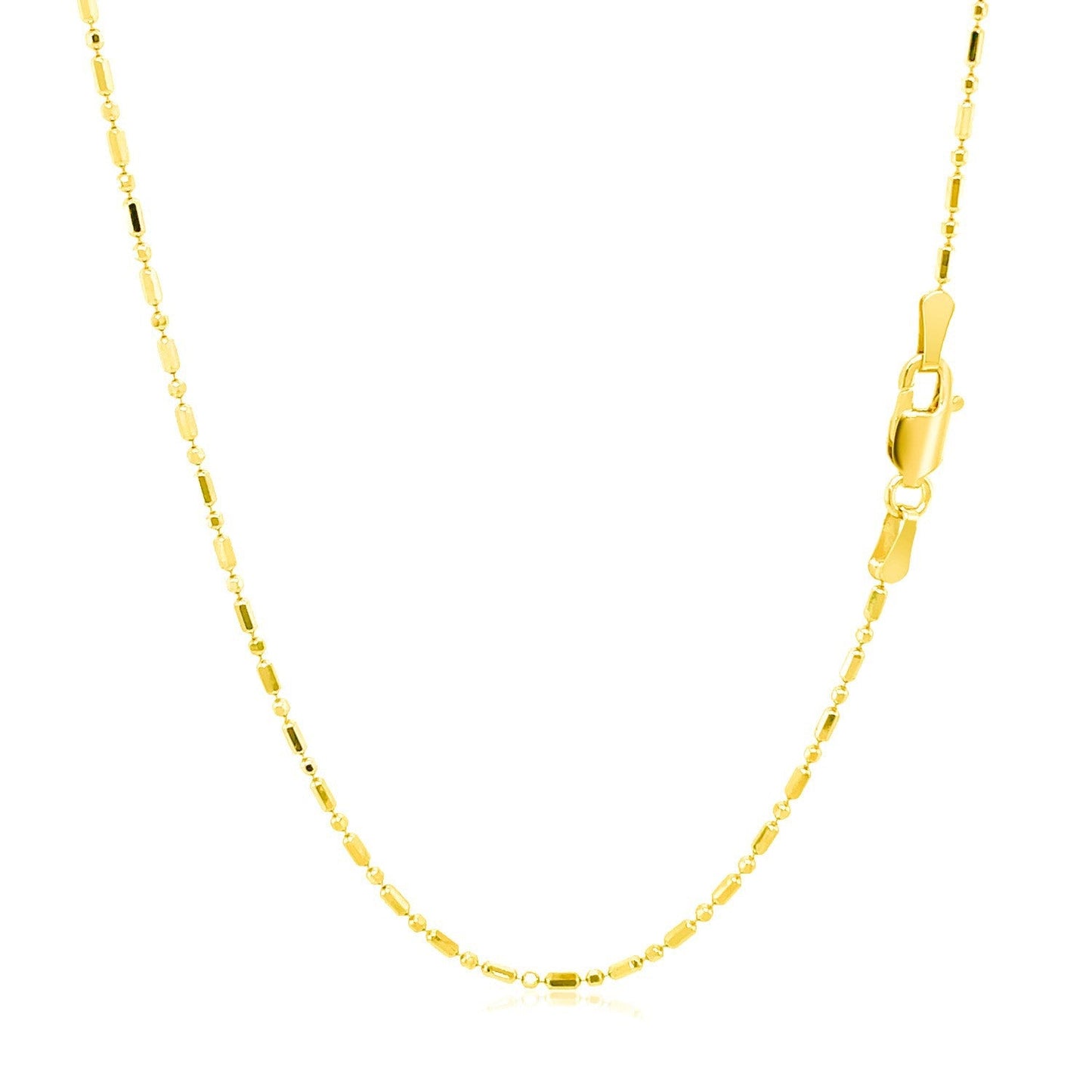 Cadena de cuentas alternas de oro amarillo de 14k con corte de diamante de 1.2 mm