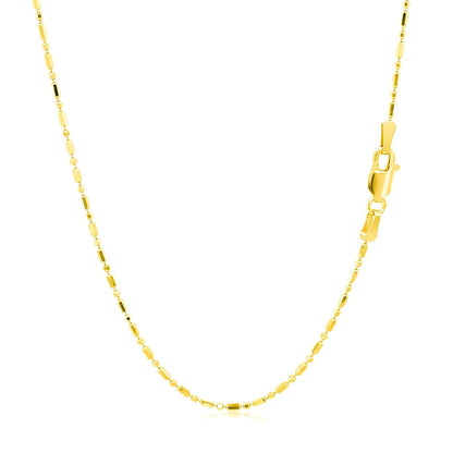 Cadena de cuentas alternas de oro amarillo de 14k con corte de diamante de 1.2 mm