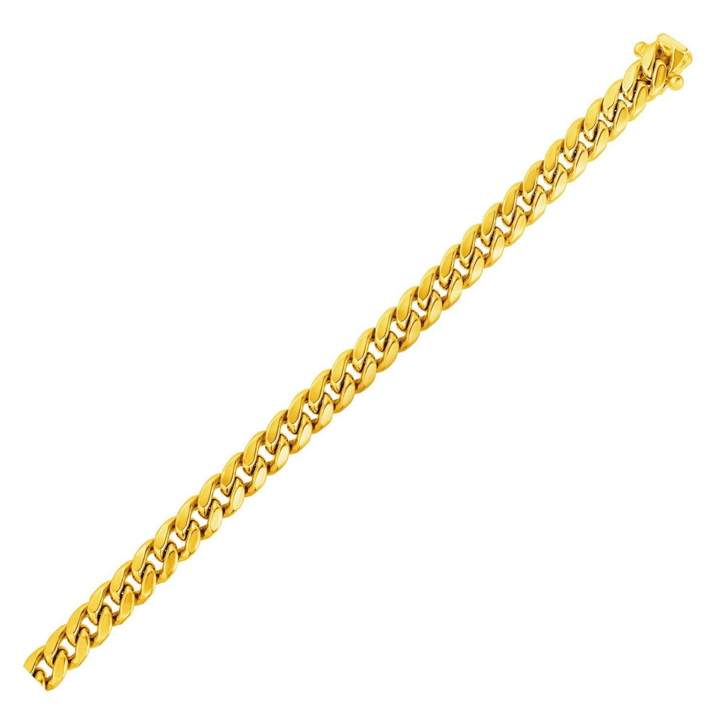 Pulsera semirrígida cubana Miami de oro amarillo de 14k y 6,1mm