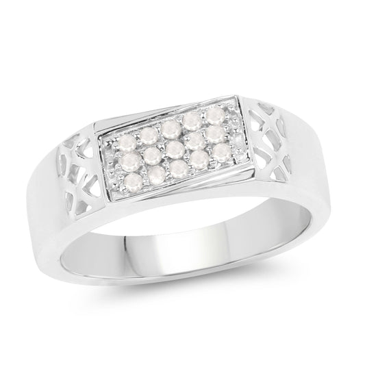 Anillo de plata de ley .925 con diamante blanco auténtico de 0.23 quilates