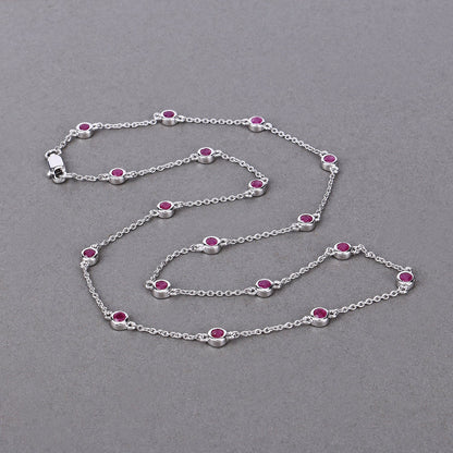 Collar de plata de ley .925 con rubí auténtico de 2,34 quilates