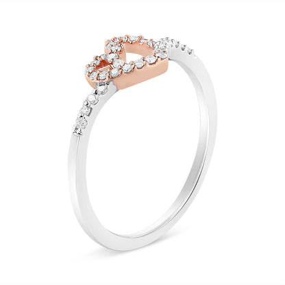 Anillo de promesa de corazón abierto de oro rosa de 14 quilates y plata de ley 925 con baño de oro, diamantes de talla redonda de 1/5 quilates (color I-J, claridad I2-I3) - Talla 7