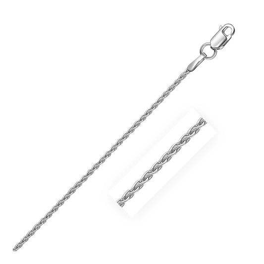 Cadena de Trigo de Plata de Ley Rodiada de 1.3mm