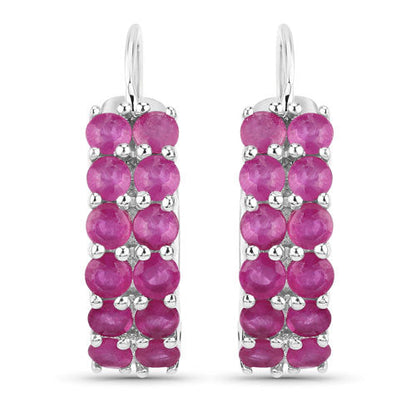 Aretes de plata de ley .925 con rubí auténtico de 3.12 quilates