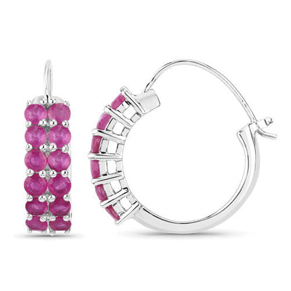 Aretes de plata de ley .925 con rubí auténtico de 3.12 quilates