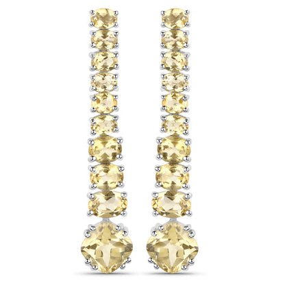 Pendientes de plata de ley .925 con citrino auténtico de 7,22 quilates bañados en oro blanco de 18K
