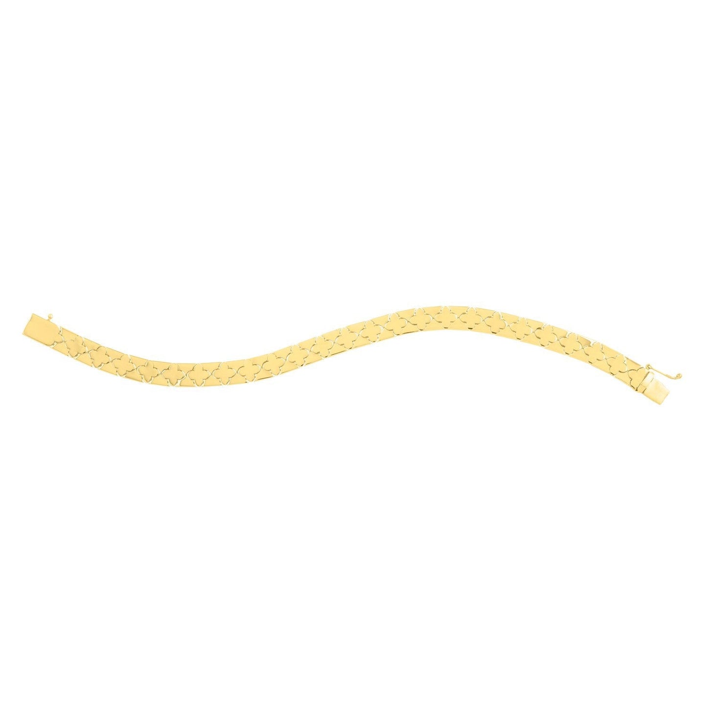 Pulsera de trébol de oro amarillo de 14k y 7 pulgadas (6.50 mm)