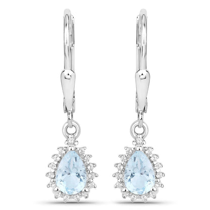 Conjunto de joyas de plata de ley .925 con topacio azul y topacio blanco genuinos de 2,00 quilates