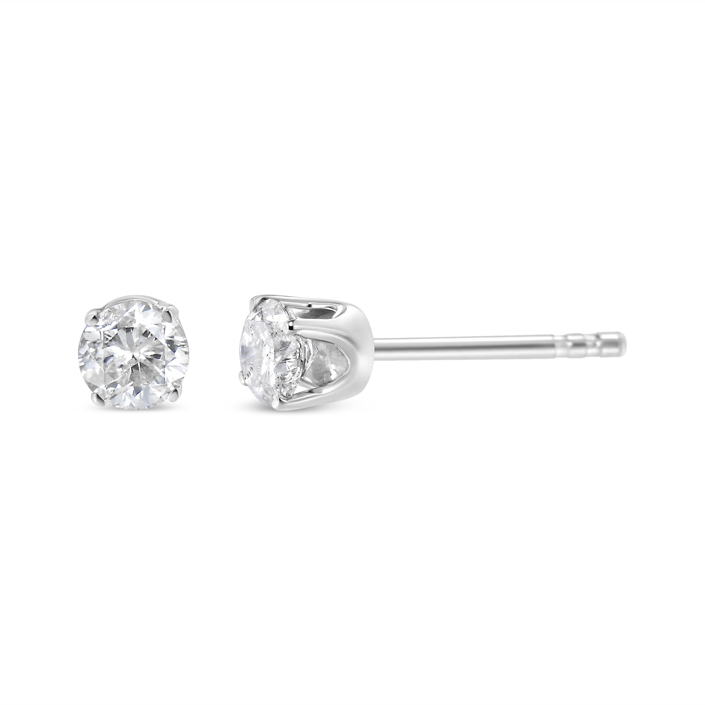 Pendientes de tuerca de oro blanco de 14K con solitario de diamante cultivado en laboratorio de 1.0 Cttw talla redonda brillante engastado en 4 puntas y cierre a presión (color E-F, claridad VVS2-VS1)