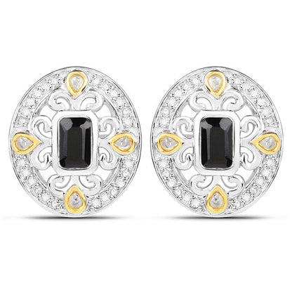 Aretes de zafiro azul auténtico de 0,93 quilates y diamantes blancos de plata de ley .925