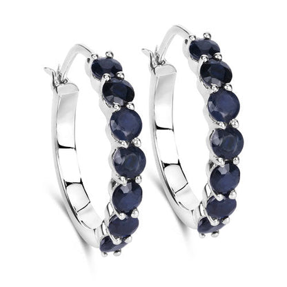 Pendientes de plata de ley .925 con zafiro azul auténtico de 2,66 quilates