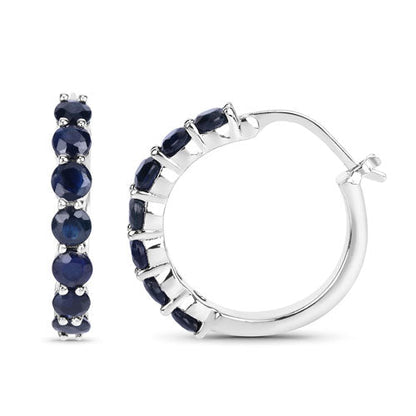 Pendientes de plata de ley .925 con zafiro azul auténtico de 2,66 quilates