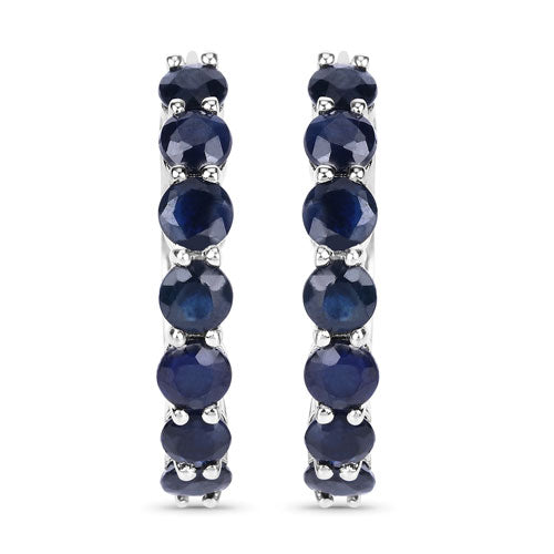Pendientes de plata de ley .925 con zafiro azul auténtico de 2,66 quilates