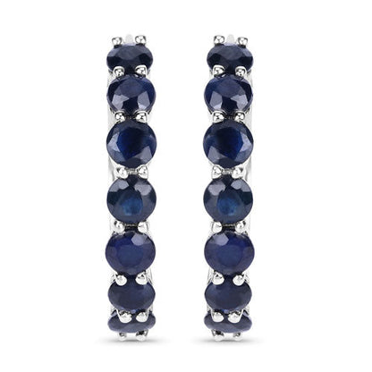 Pendientes de plata de ley .925 con zafiro azul auténtico de 2,66 quilates