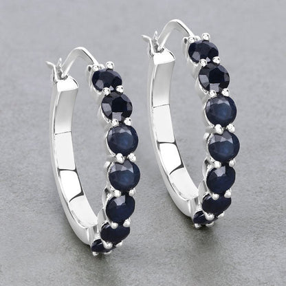 Pendientes de plata de ley .925 con zafiro azul auténtico de 2,66 quilates