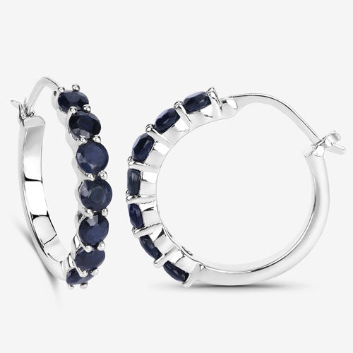 Pendientes de plata de ley .925 con zafiro azul auténtico de 2,66 quilates