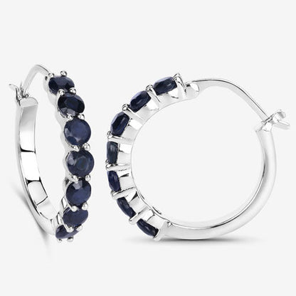 Pendientes de plata de ley .925 con zafiro azul auténtico de 2,66 quilates
