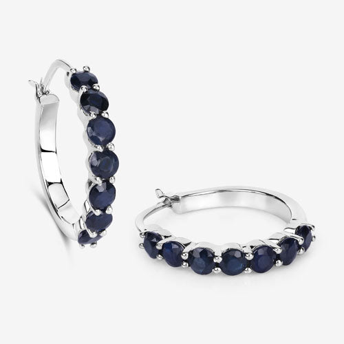 Pendientes de plata de ley .925 con zafiro azul auténtico de 2,66 quilates