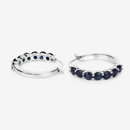 Pendientes de plata de ley .925 con zafiro azul auténtico de 2,66 quilates