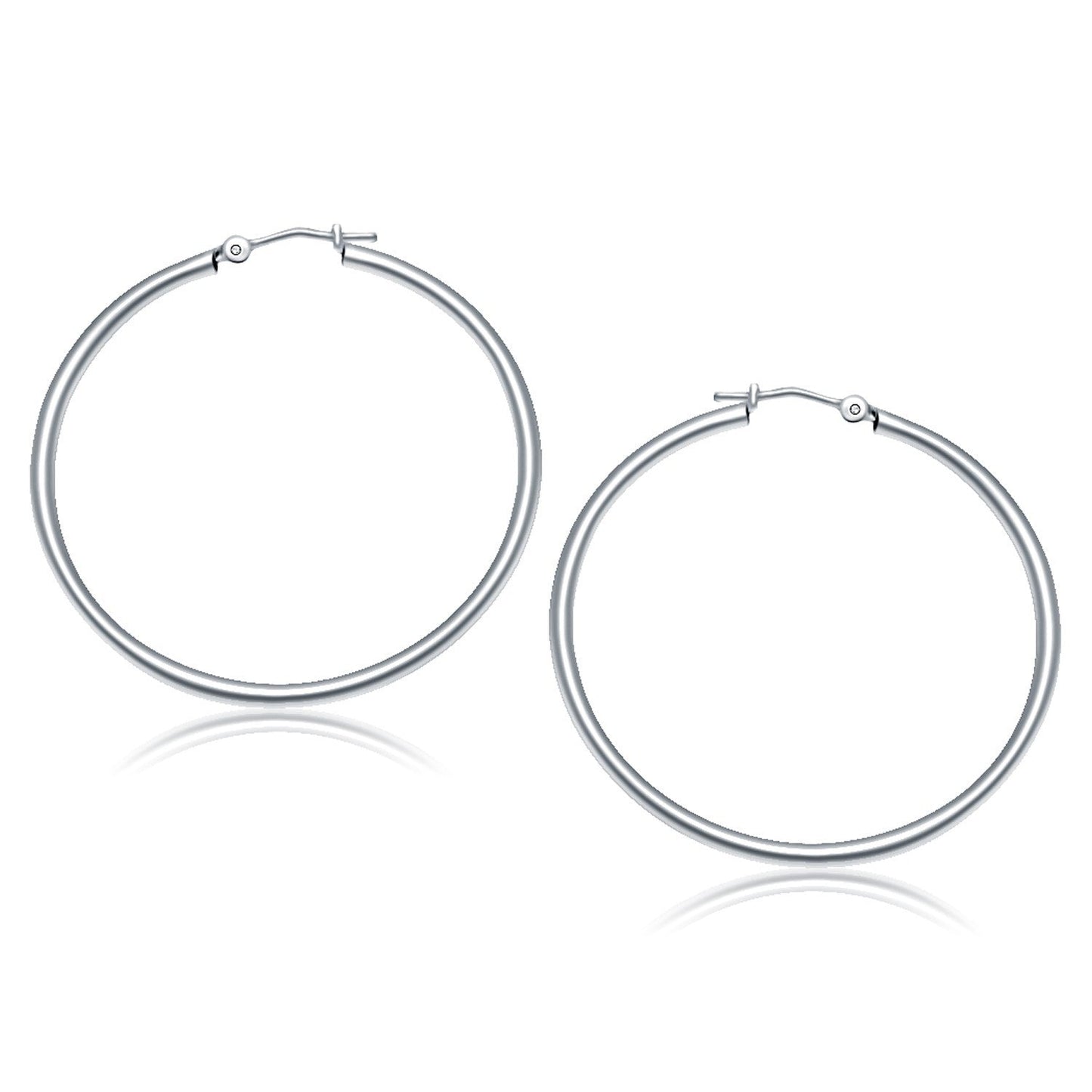 Pendientes de aro pulidos de oro blanco de 14k (40 mm)