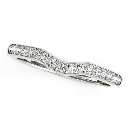 Anillo de boda de oro blanco de 14k estilo curvo (1/4 cttw)